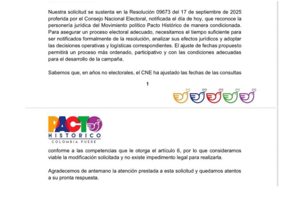 Pacto Histórico pidió al CNE aplazar la fecha de la consulta interna.