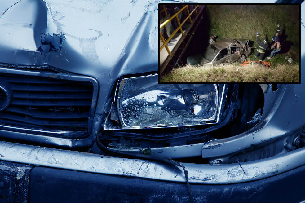 Tres heridos tras accidente de un carro, que cayó a un caño, en el sur de Bogotá