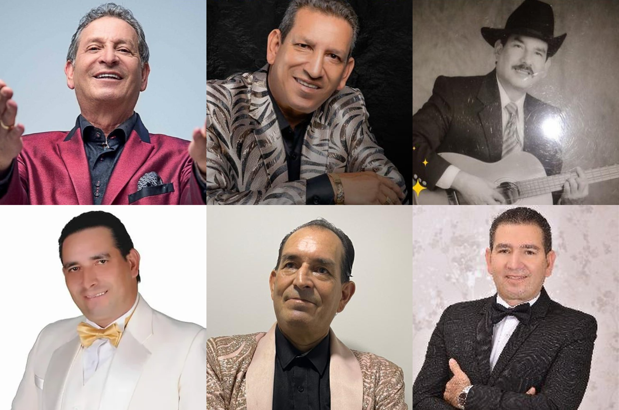 Darío Gómez y sus hermanos (de izq. a der. y de arriba a abajo) Hernán, Heriberto, Nelson, Gabriel y Wilson.