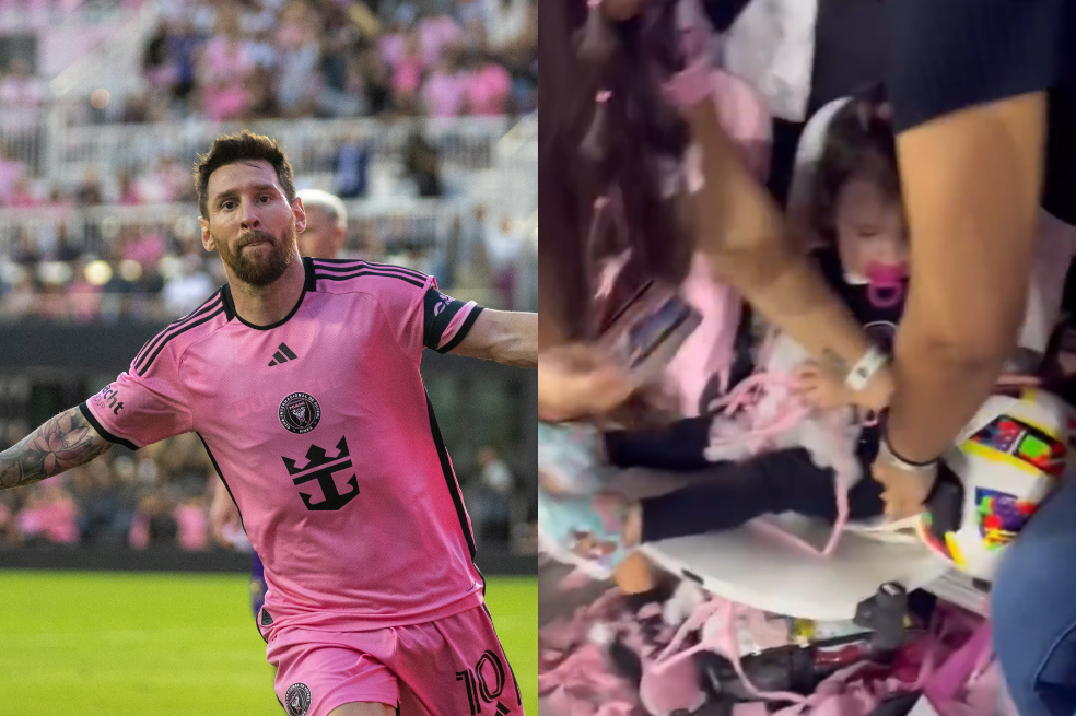 “¡Te pegó Messi!”: niña recibió balonazo del argentino, la reacción del papá fue viral