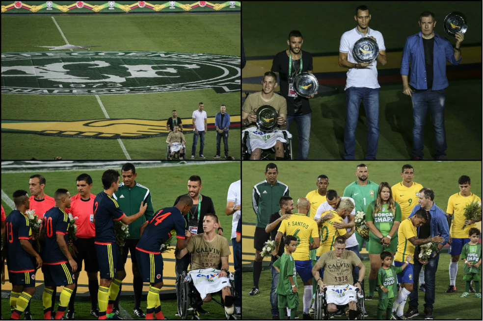 Imágenes del emotivo homenaje al Chapecoense en el "partido de la amistad" entre Colombia y Brasil