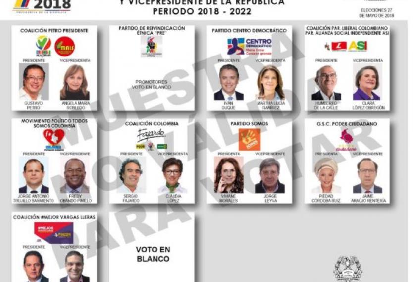 Así quedó el tarjetón presidencial
