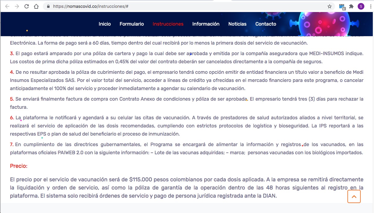 Captura de la página web de la compañía.