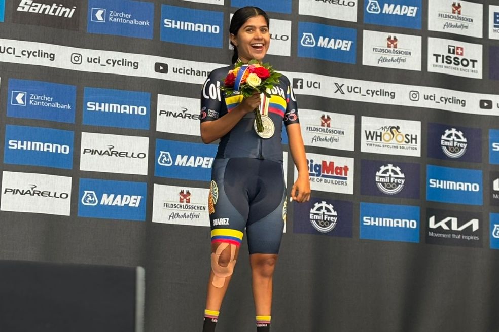 Paula Caballero, doble medallista en el Mundial de Ciclismo de Ruta de Zúrich, Suiza.