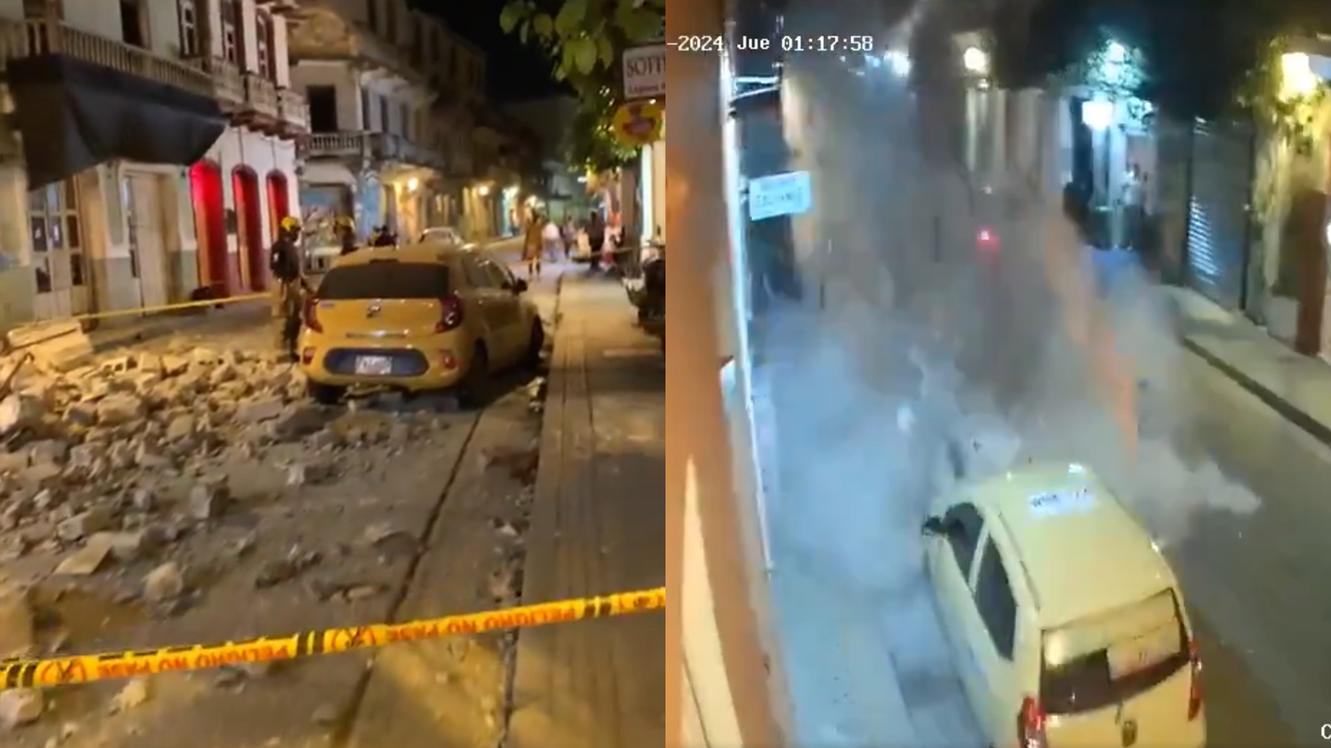 Video: balcón se desplomó en Centro Histórico de Cartagena; casi cae sobre taxi