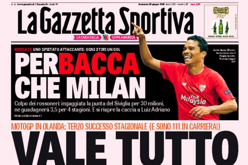 Prensa Europea anuncia fichaje de Carlos Bacca por el Milan