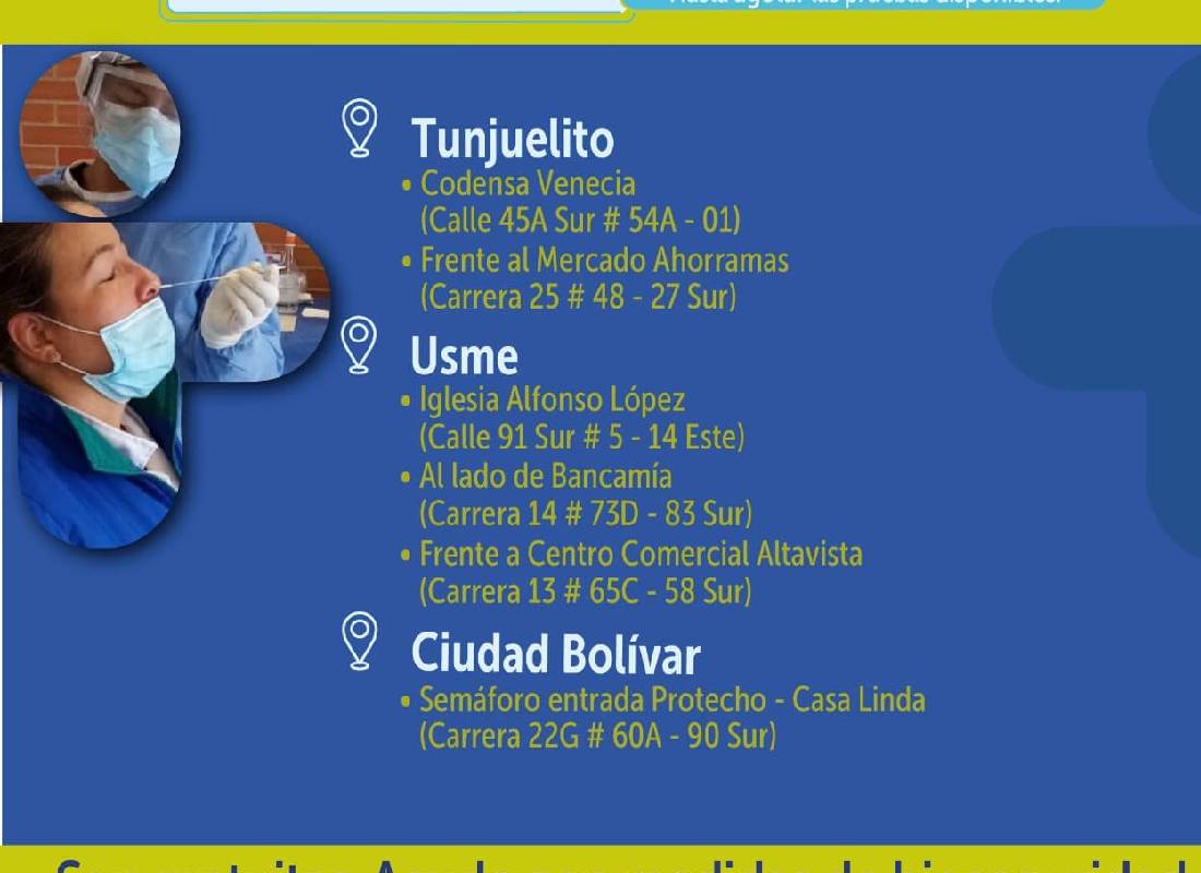 Pruebas Covid sur de Bogotá.