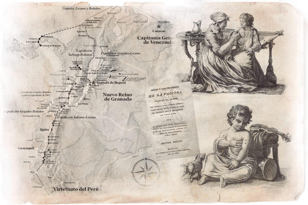Mapa de la travesía que fue hecha en la Real Expedición Filantrópica de la Vacuna.