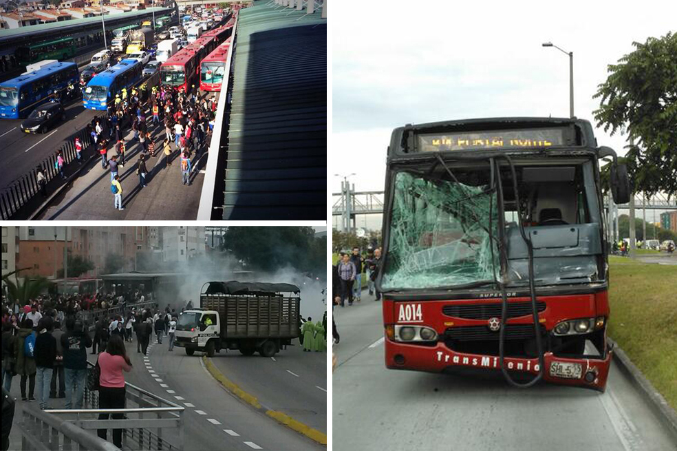 Caos vehicular por bloqueos en Transmilenio, en imágenes