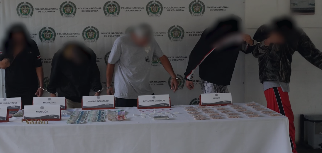 Seis personas cargadas con 2.200 gramos de estupefacientes al sur de Bogotá