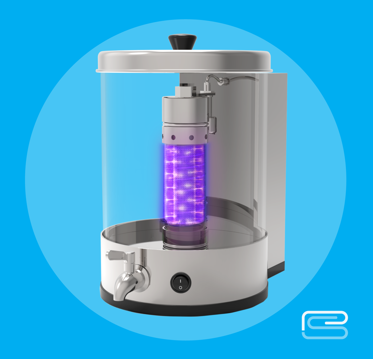 El purificador, pensado para uso rural, funciona con una luz ultravioleta que es capaz de eliminar bacterias, virus y parásitos presentes en el agua contaminada.