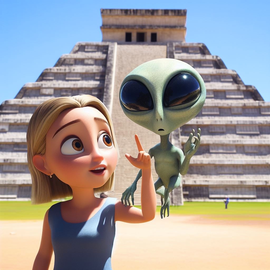 Imagen creada con IA de Mafe Walker, mujer que dice hablar con aliens