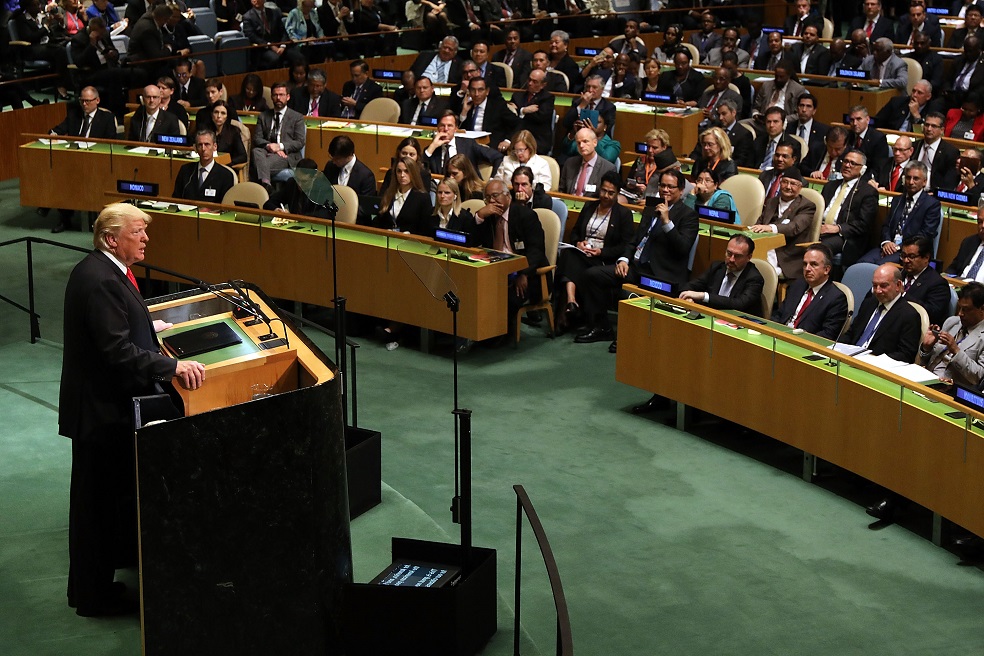 Donald Trump durante su discurso ante la Asamblea General de la ONU. / AFP