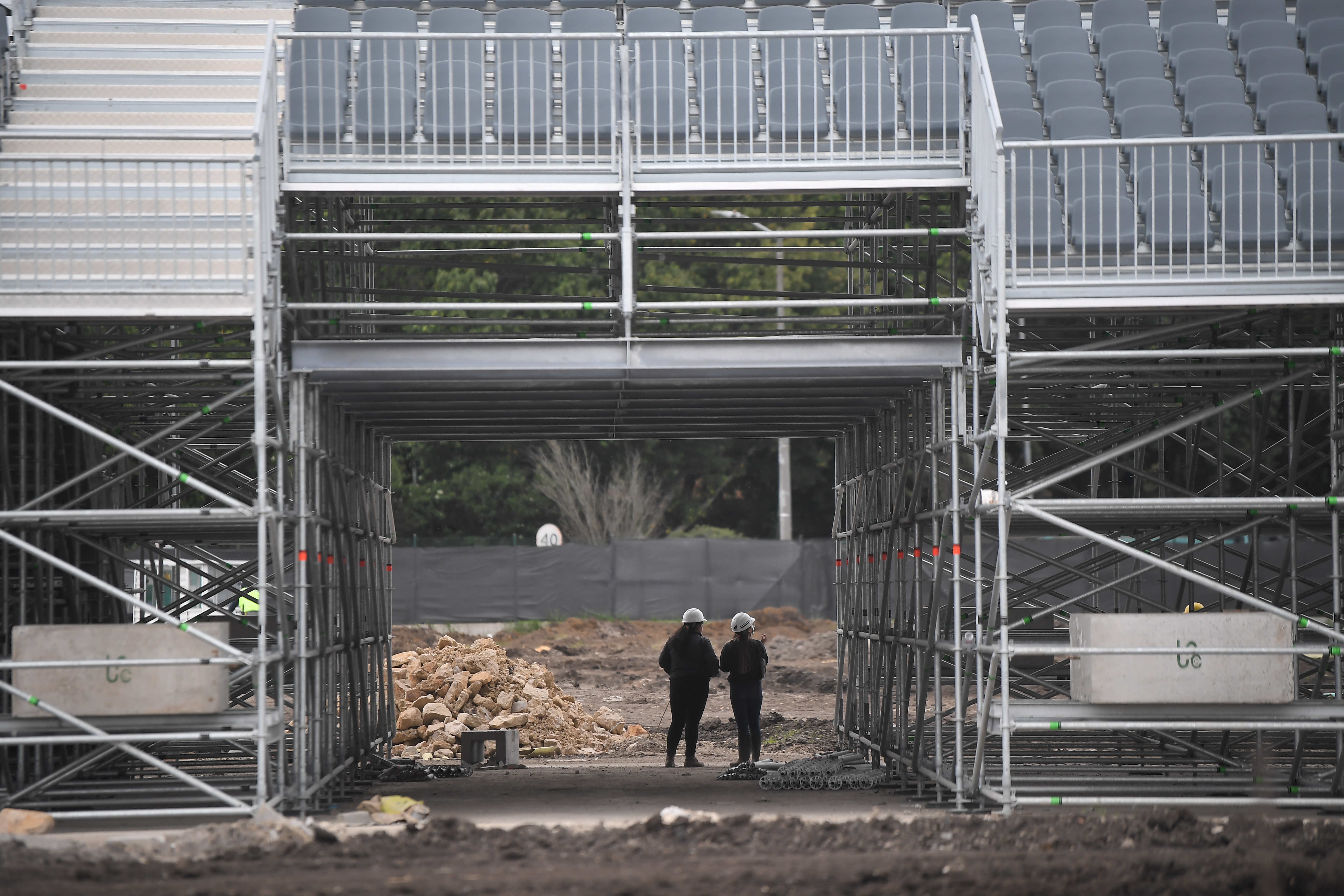 Etapa de construcción del nuevo centro de eventos Vive Claro, escenario para conciertos de Ocesa