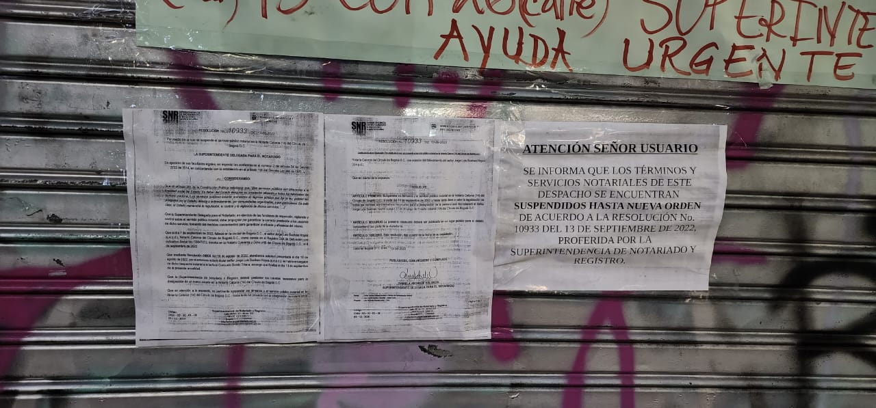 La Notaría 14 de Bogotá lleva un mes cerrada.
