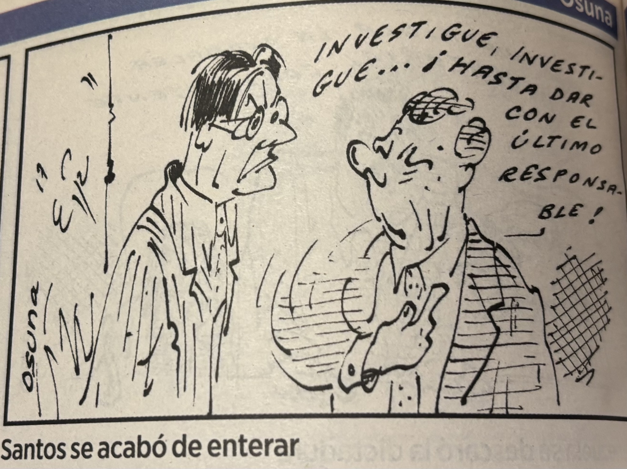 Caricatura del fiscal Néstor Humberto Martínez y el expresidente Santos, cuando se conoció el escándalo de corrupción de Odebrecht.