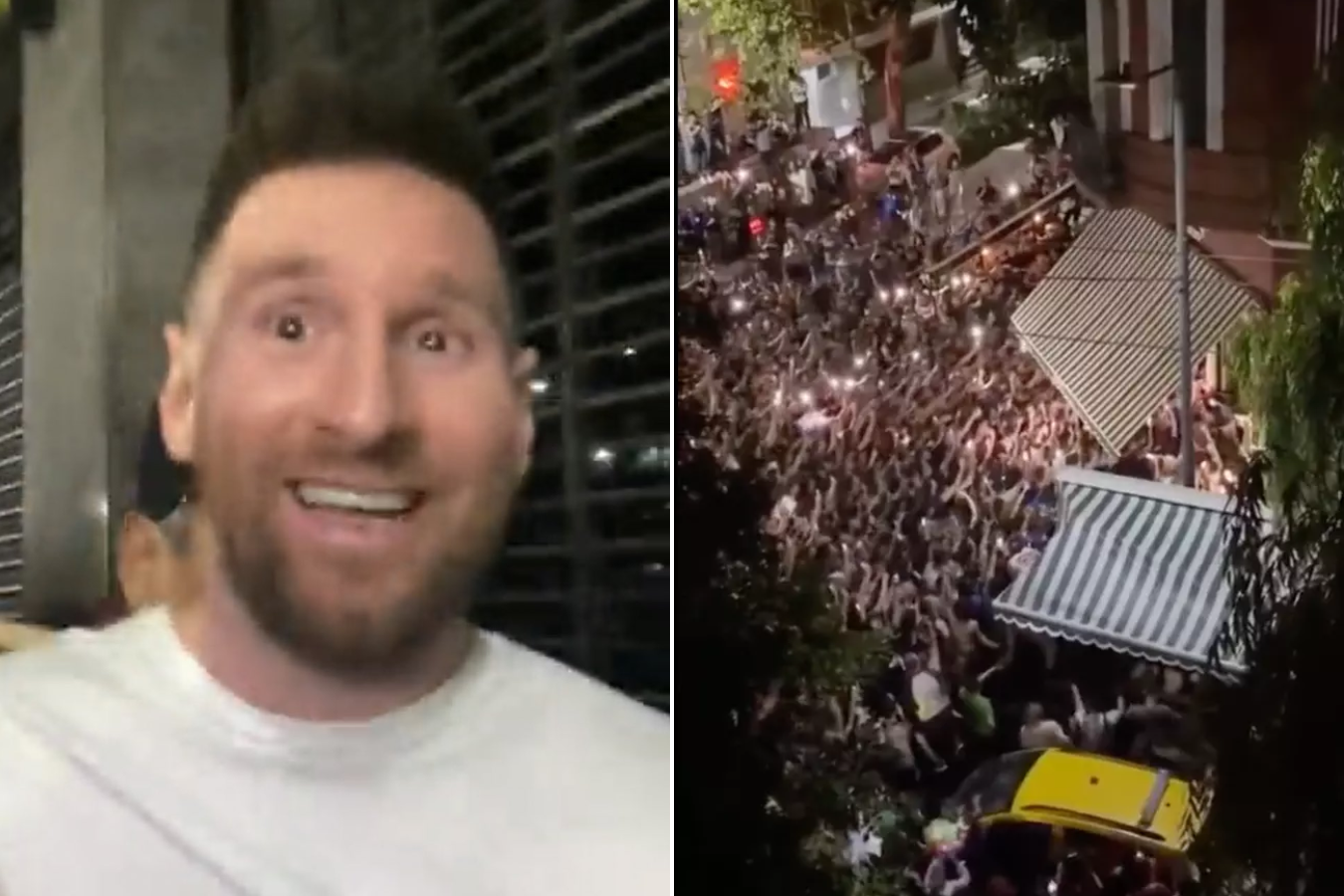 Video: una multitud esperó a Messi en la puerta de un restaurante en Buenos Aires
