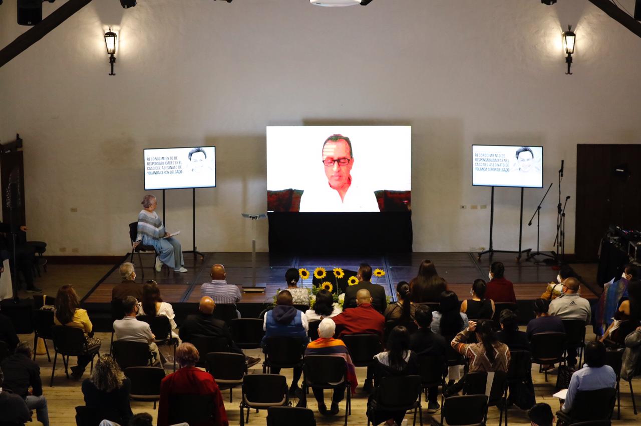 25 de junio de 2021, Rionegro, Antioquia. Guillermo Pérez Alzate o ‘Plablo Sevillano’, reconoce públicamente ante familiares y amigos su responsabilidad en el asesinato de la hermana Yolanda Cerón.