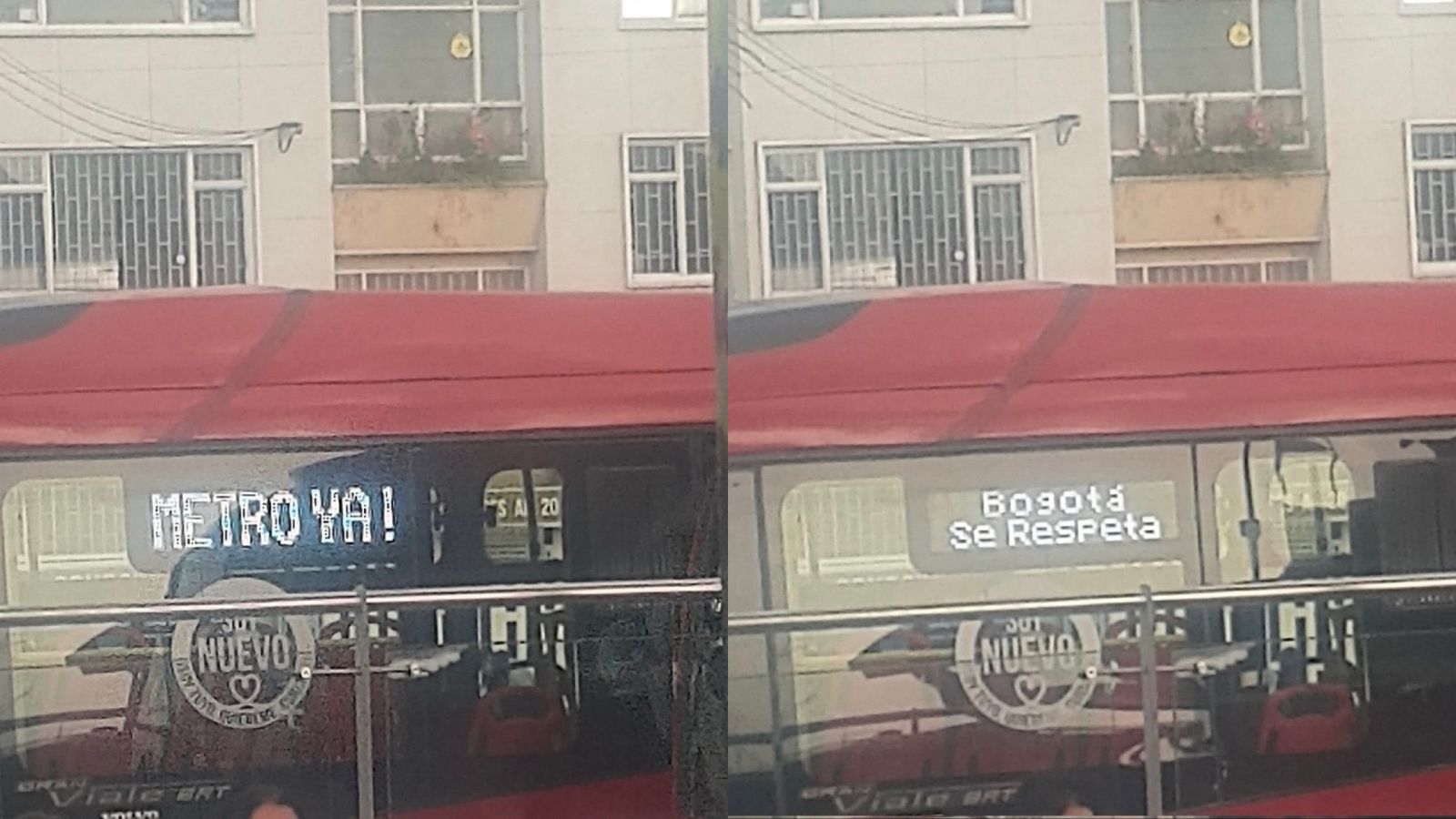 “Metro ya” y “Bogotá se respeta”: ¿los mensajes de los Transmilenios?