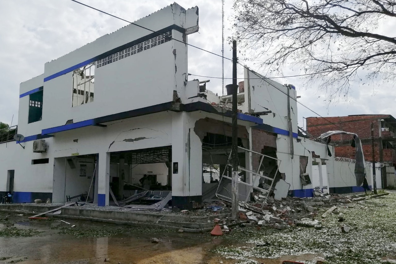 Imágenes de la explosión de carro bomba en Saravena (Arauca)