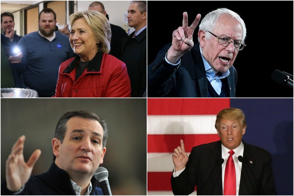Los demócratas Hillary Clinton y Bernie Sanders tuvieron un cabeza a cabeza, mientras el republicano Ted Cruz sorprendió a Donald Trump.