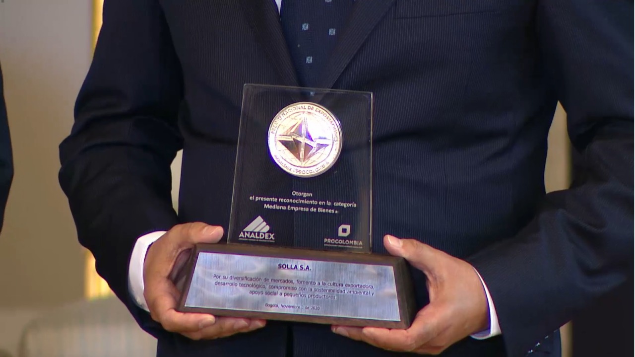 Solla fue una de las ganadoras del Premio Nacional de Exportaciones Analdex - ProColombia 2020.