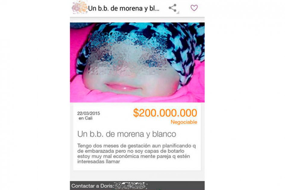 Mujer embarazada en Cali puso en venta a su bebé a través de Internet