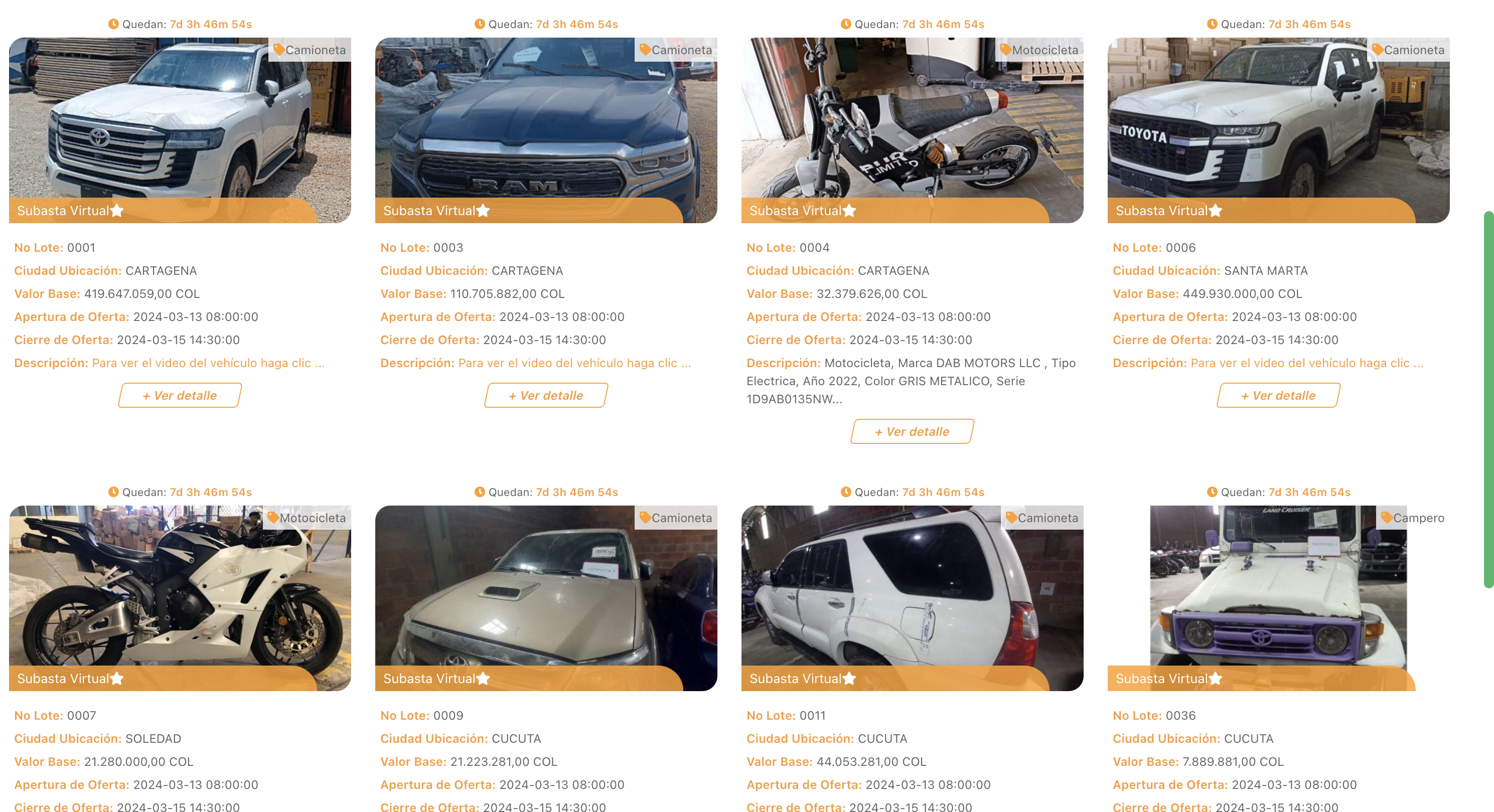 Así puede participar en la subasta de carros y motos de la DIAN