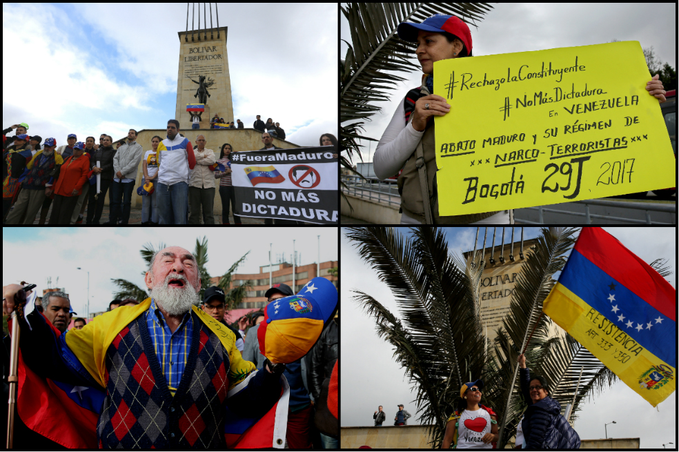 Imágenes: venezolanos protestan contra Maduro frente al Monumento a Los Héroes en Bogotá