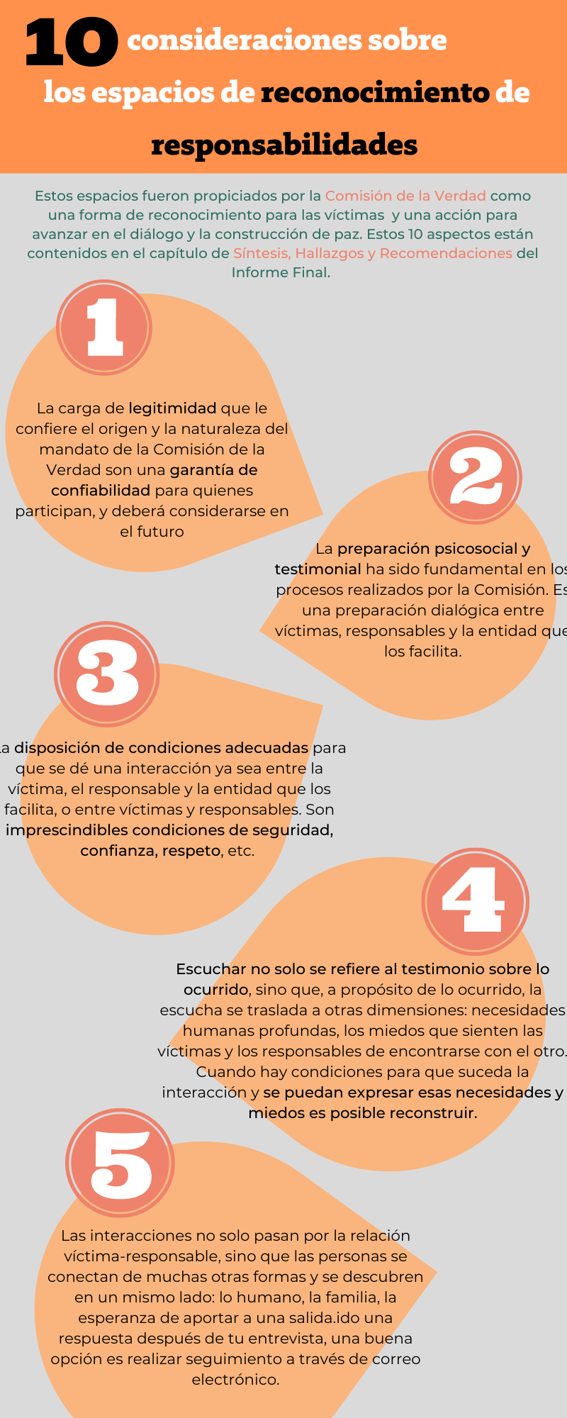 Consideraciones sobre los espacios de reconocimiento de responsabilidades contenidas en el capítulo de Hallazgos del Informe Final de la Comisión de la Verdad.