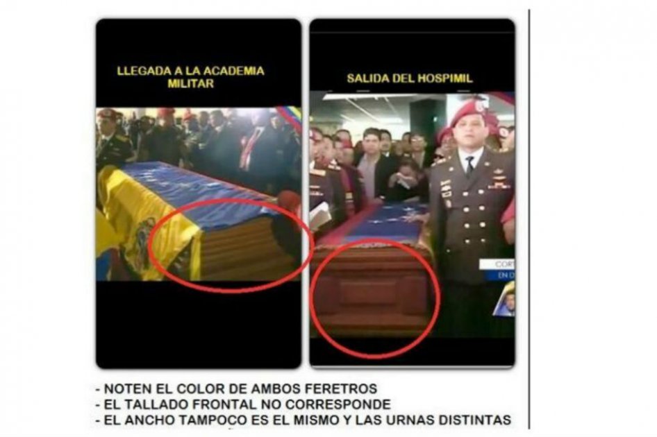 Imagen confirmaría cambiazo de ataúd de Chávez