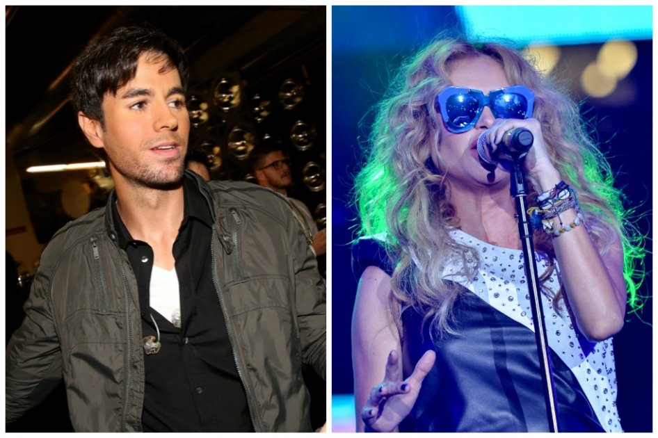 Los cantantes Enrique Iglesias y Paulina Rubio.