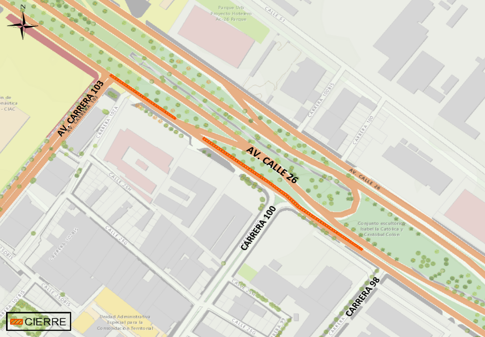 ¡Ojo! Durante esta semana algunos tramos de la calle 26 estarán cerrados