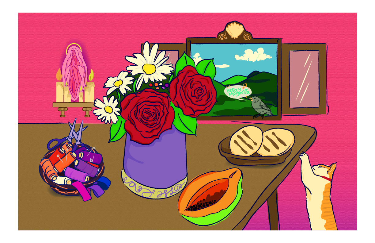 Ilustración que acompaña la canción "Rosa y Margarita".