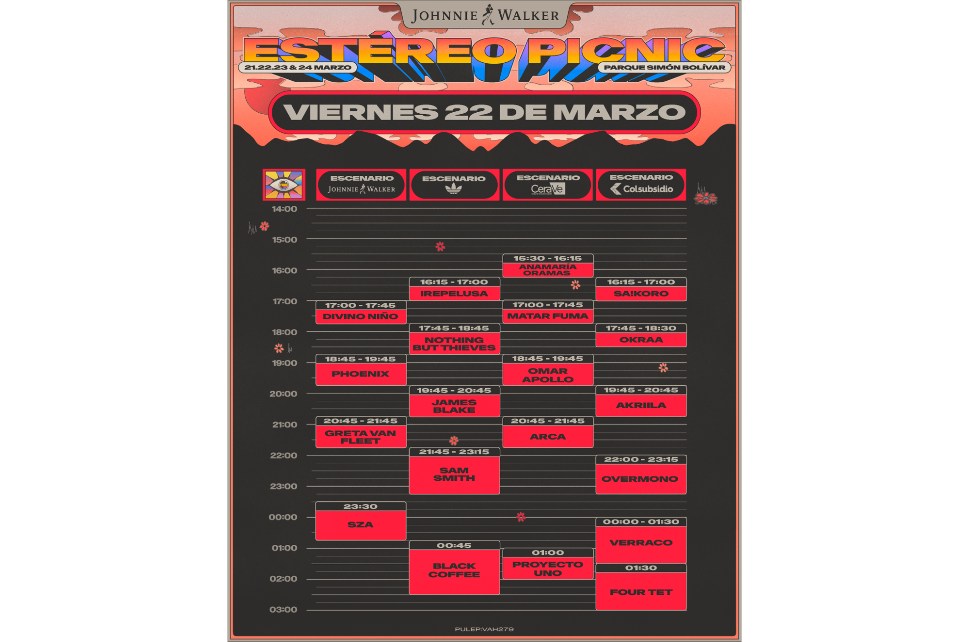 El cronograma para el viernes 22 de marzo.