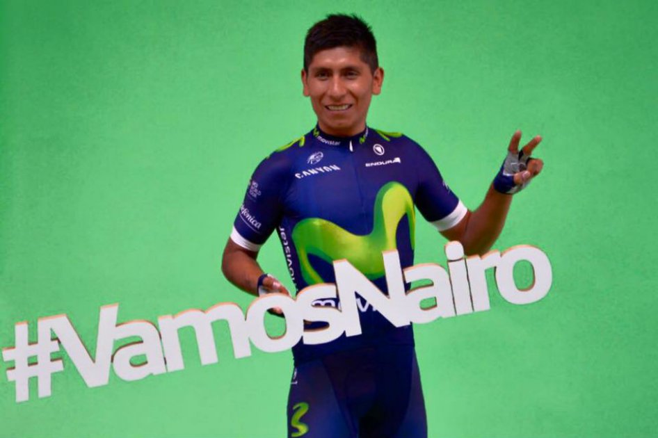 Nairo Quintana durante la presentación de la nueva indumentaria del Movistar Team. Foto: Movistar