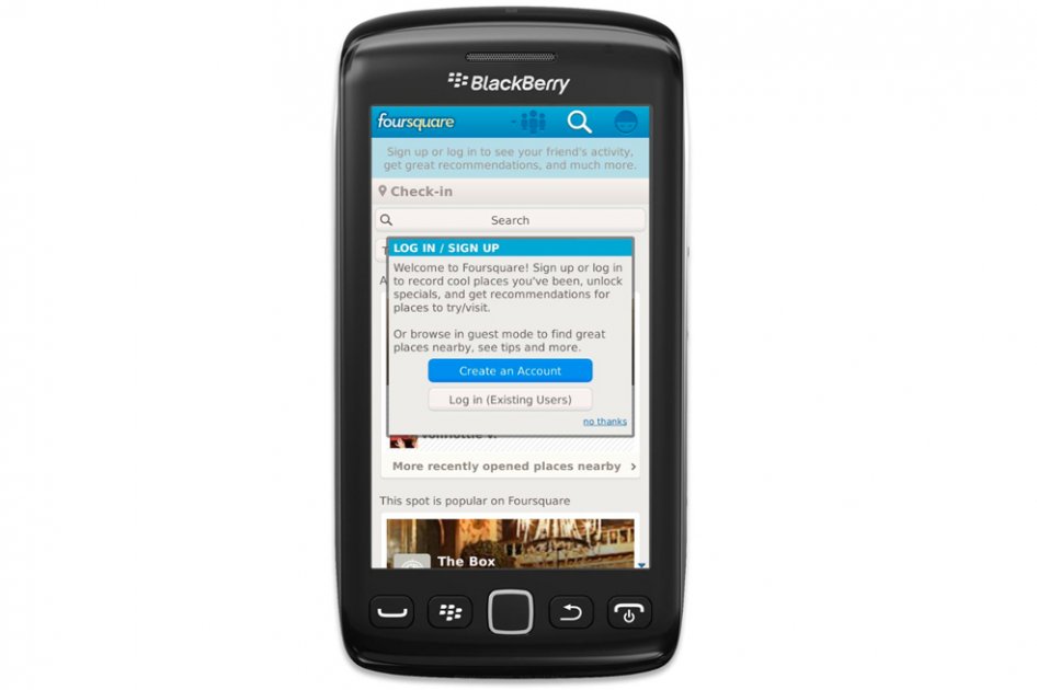 Foursquare Explore permitirá a usuarios BlackBerry encontrar lugares sin iniciar sesión