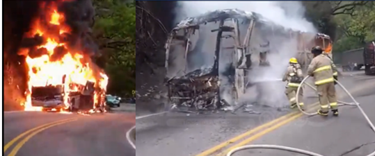 Lo que se sabe del incendio de un bus en la vía San Gil – Bucaramanga
