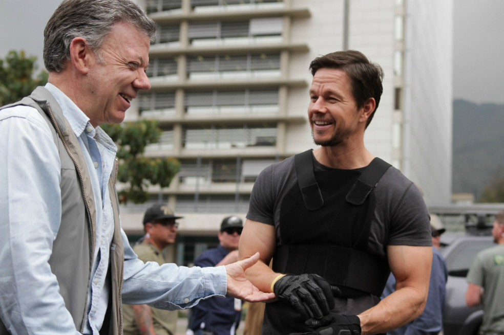 Santos visitó el set de “Mile22”, la película de Hollywood que se está rodando en Bogotá