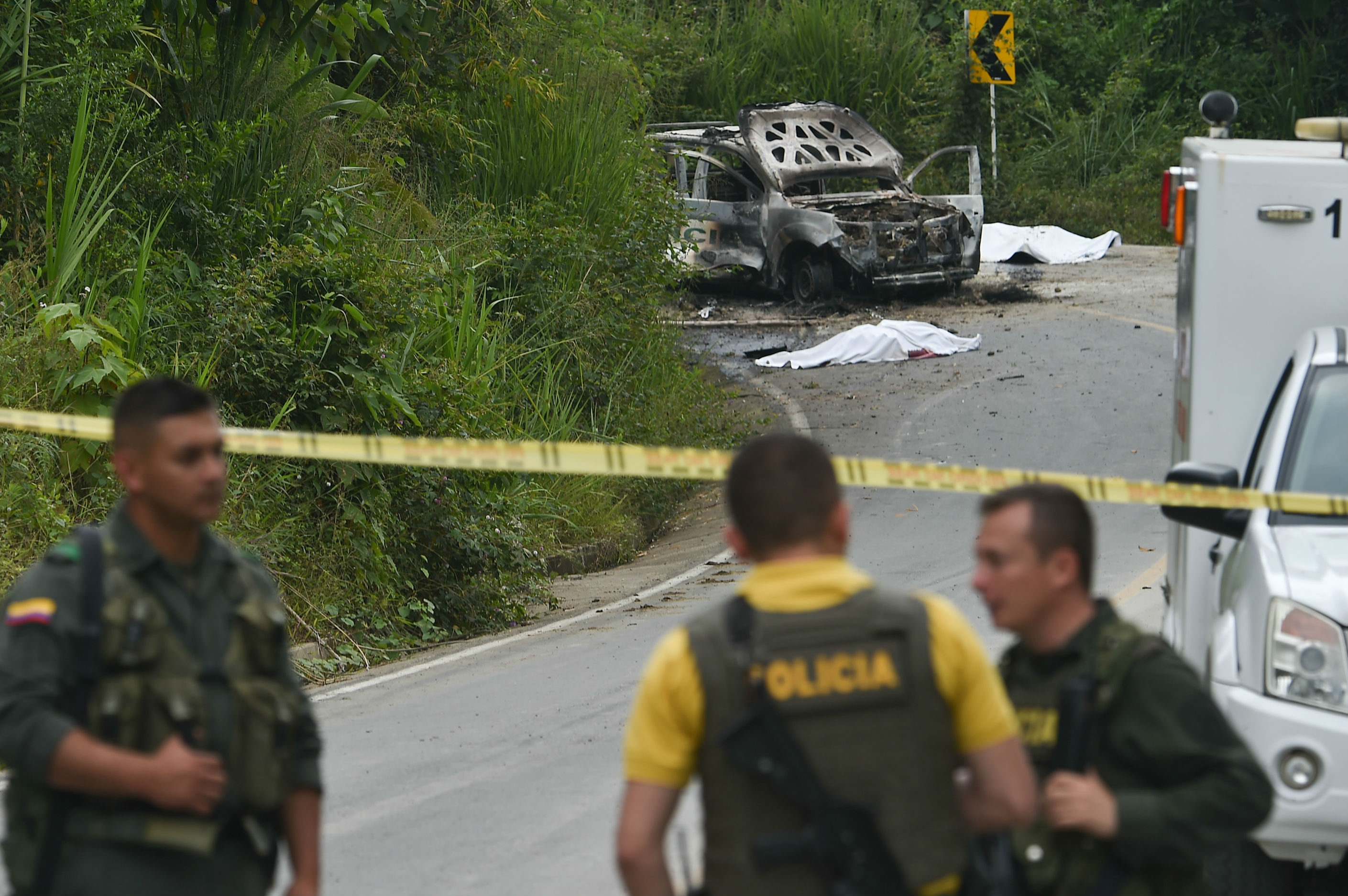 Fotos de zona donde patrulla de Policía fue atacada en Cauca