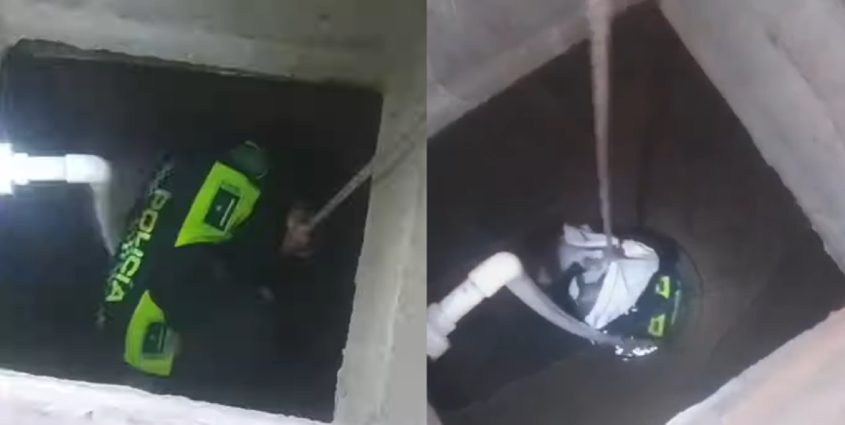 Patrullero rescató a adulto mayor y a su mascota que cayeron a un pozo en Córdoba