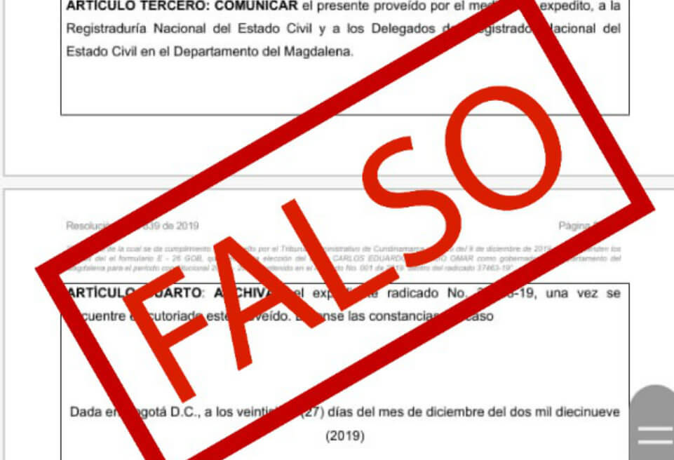 CNE informa que es falsa suspensión de Carlos Caicedo como gobernador de Magdalena