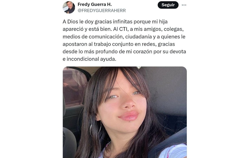 La joven de 14 años había sido reportada como desaparecida tras salir con un amigo y perder el contacto con sus familiares a las pocas horas. Después de un día de angustia, apareció.