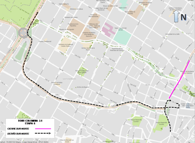 •Los usuarios que tomenla carrera Séptimaal norte entre la calle 63 y calle 85, deberán desviar por la carrera novena al norte, hasta la calle 85 y luego la carrera Séptima nuevamente.