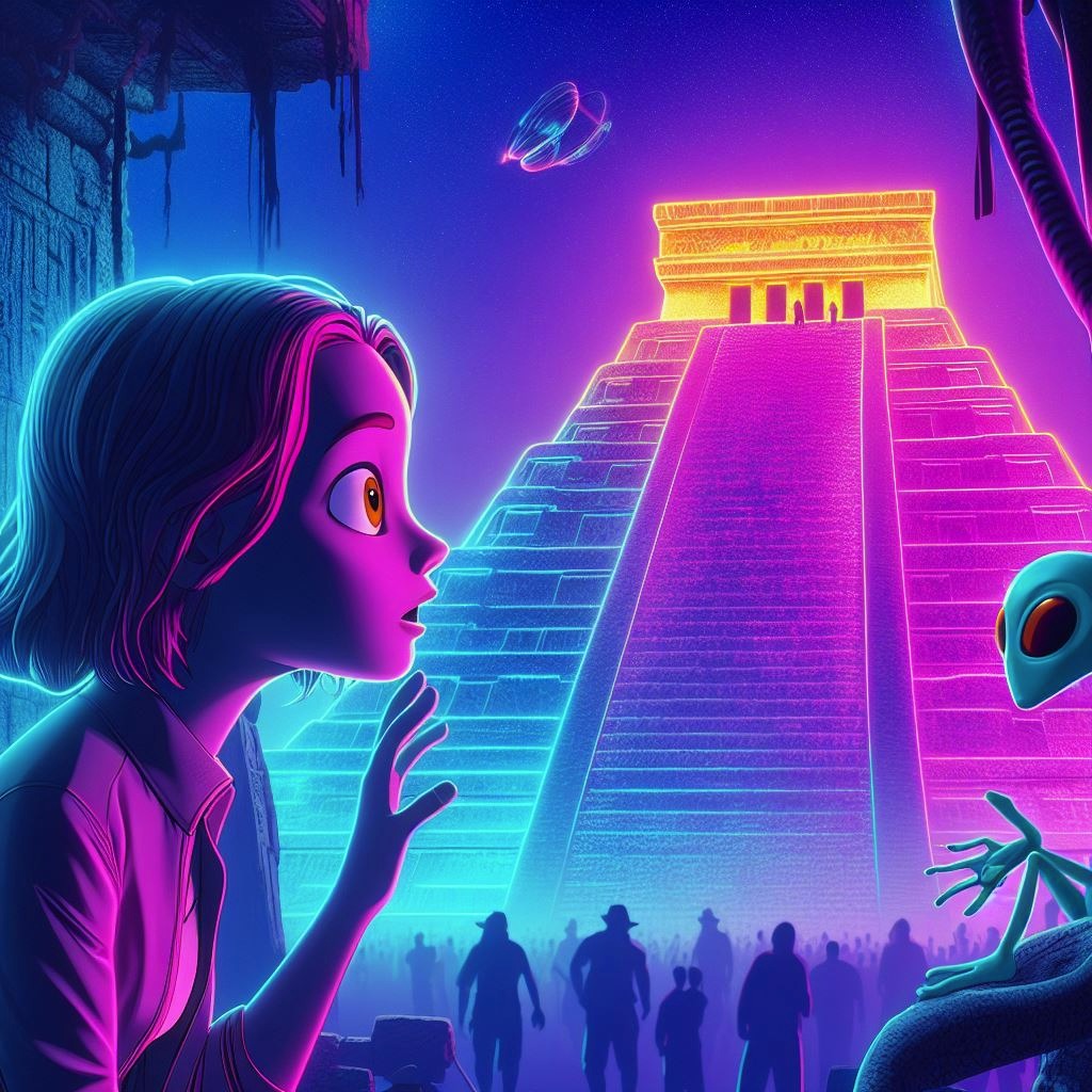 Imagen creada con IA de Mafe Walker, mujer que dice hablar con aliens