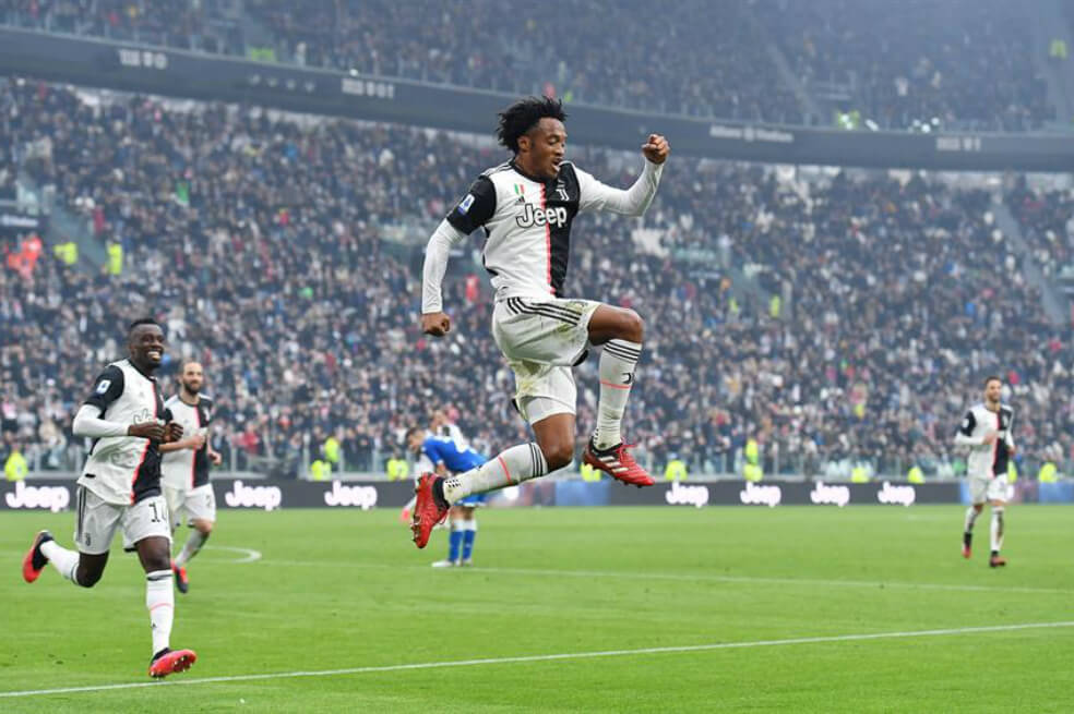 Juan Guillermo Cuadrado marcó uno de los goles de la victoria de Juventus sobre el Brescia, el domingo. / EFE