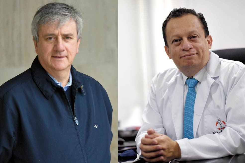 Roberto Baquero, presidente del Colegio Médico Colombiano, y Carlos Eduardo Pérez Díaz, director de Infectología de la Clínica Marly.