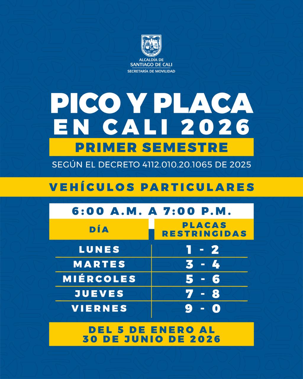 Pico y placa Cali 2026