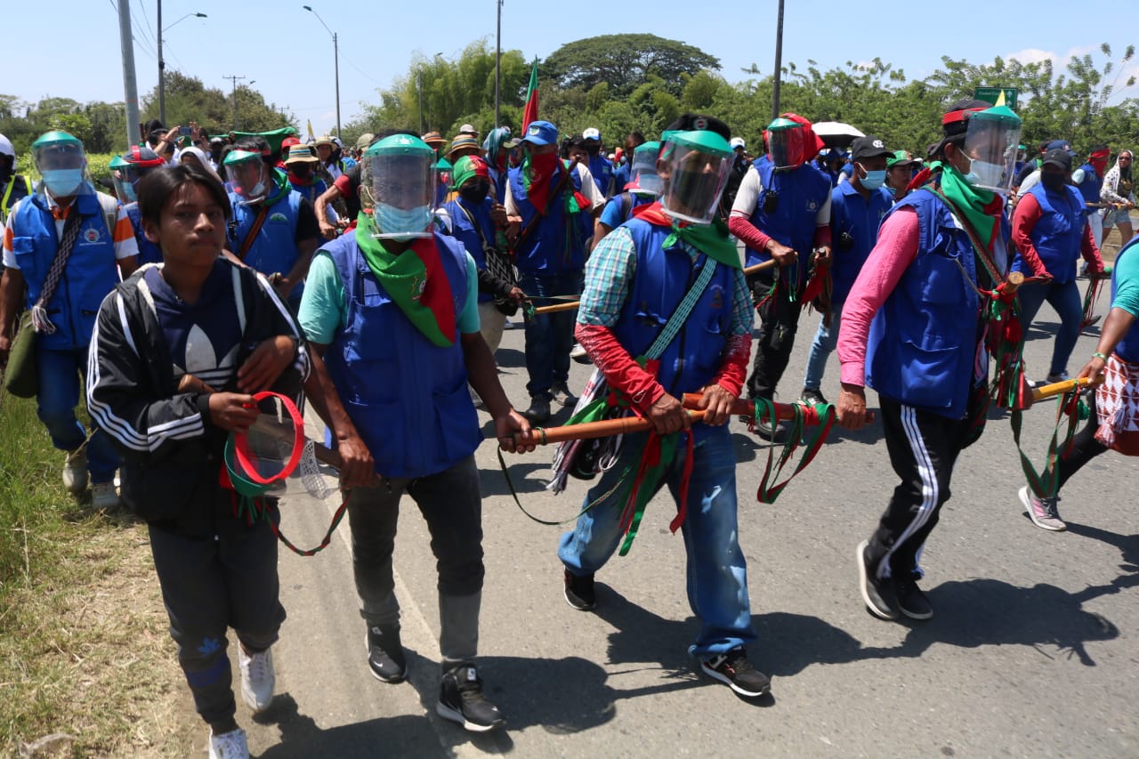 Así llegó la masiva manifestación indígena este lunes a Cali.