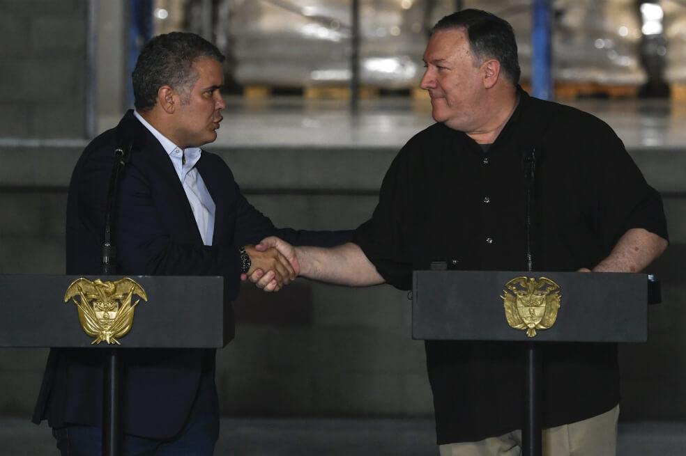 Pompeo a Duque: aumento del narcotráfico en Colombia es “problema heredado”